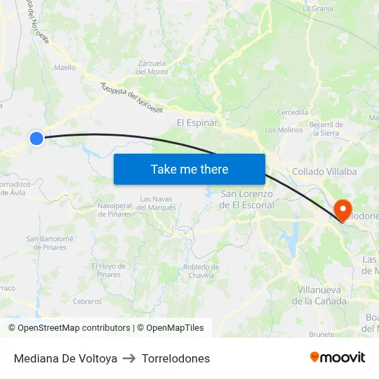 Mediana De Voltoya to Torrelodones map