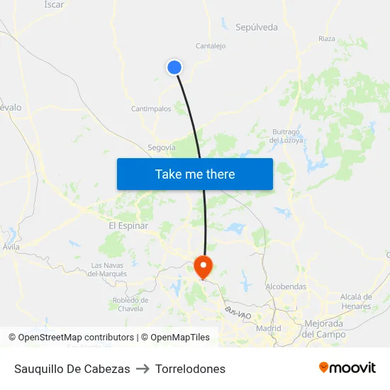 Sauquillo De Cabezas to Torrelodones map