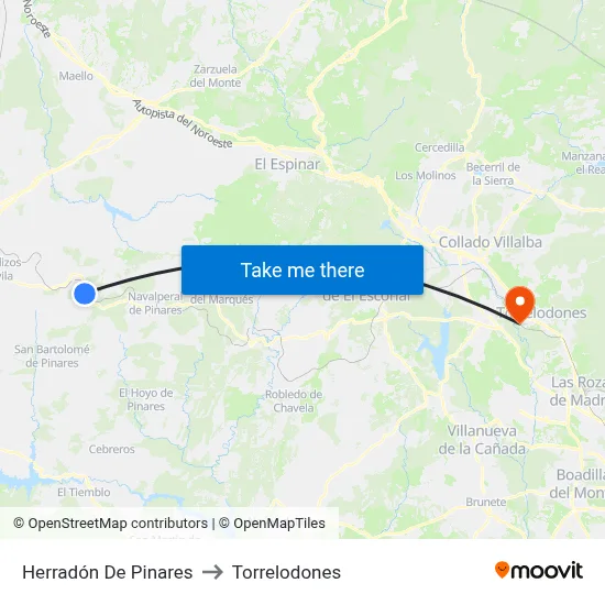Herradón De Pinares to Torrelodones map