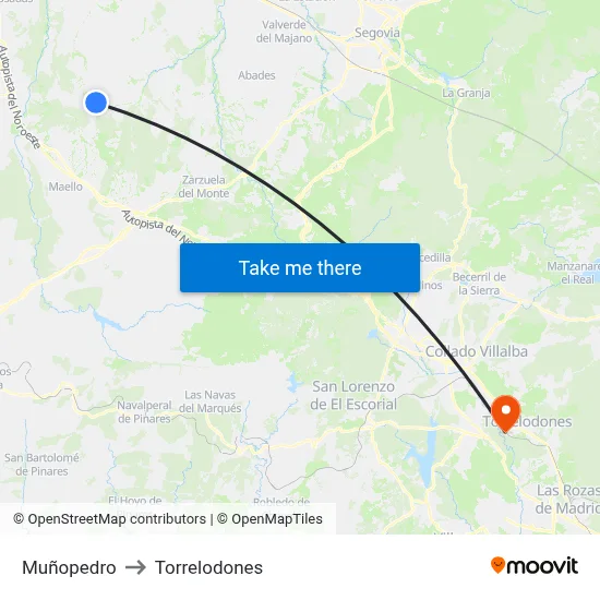 Muñopedro to Torrelodones map