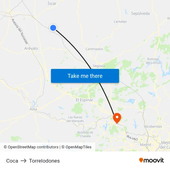 Coca to Torrelodones map