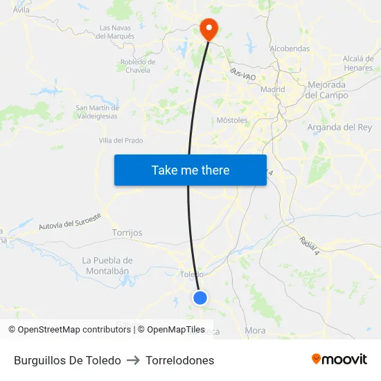 Burguillos De Toledo to Torrelodones map