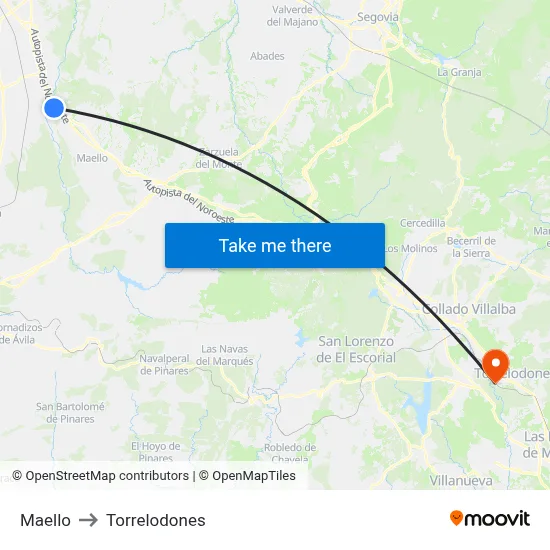 Maello to Torrelodones map