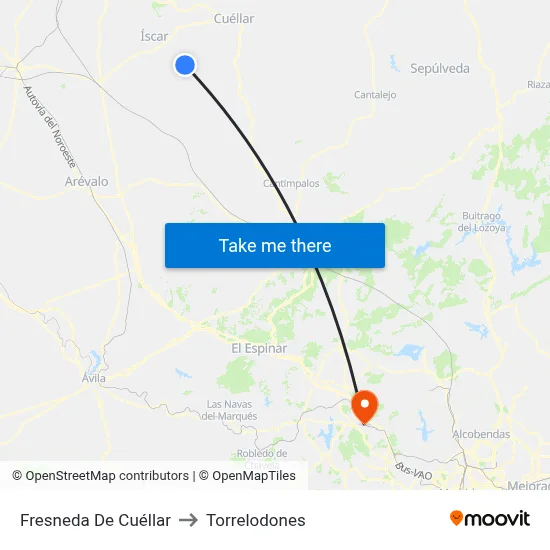 Fresneda De Cuéllar to Torrelodones map