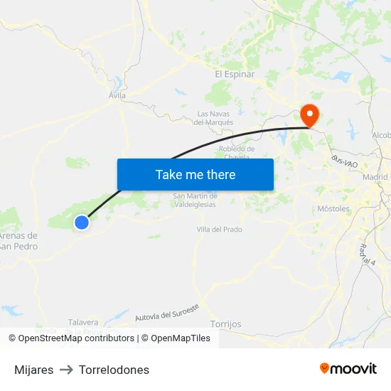 Mijares to Torrelodones map