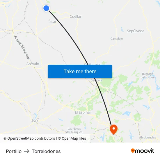 Portillo to Torrelodones map