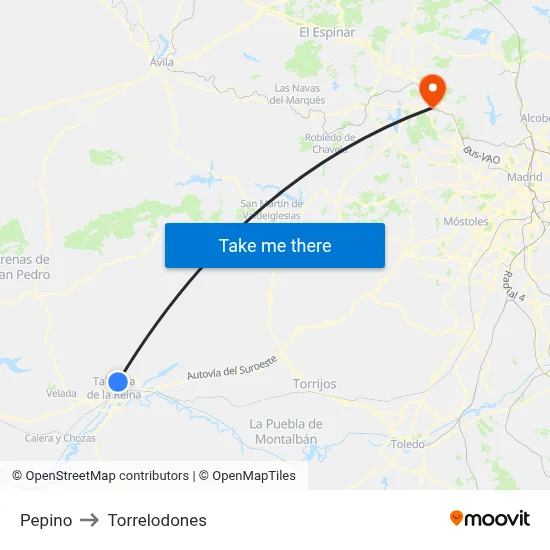 Pepino to Torrelodones map