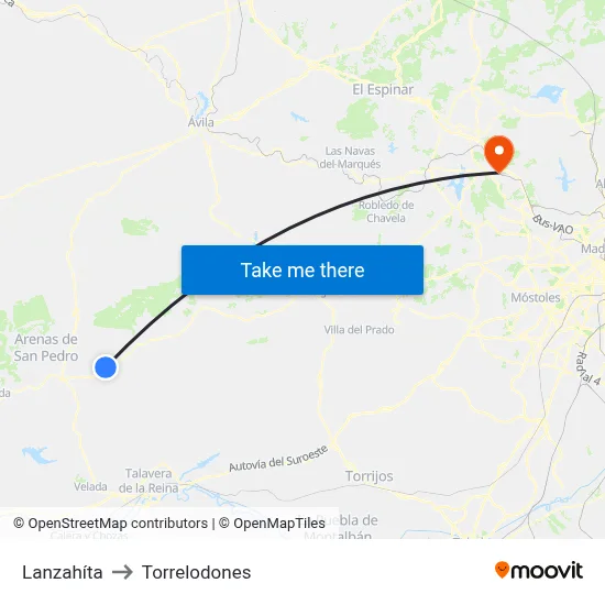 Lanzahíta to Torrelodones map