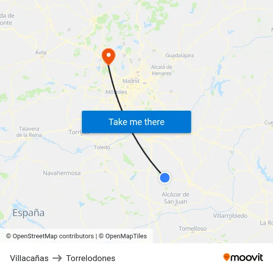 Villacañas to Torrelodones map