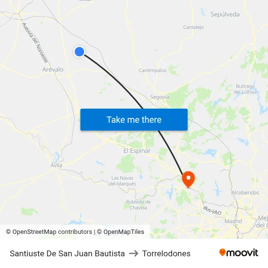 Santiuste De San Juan Bautista to Torrelodones map