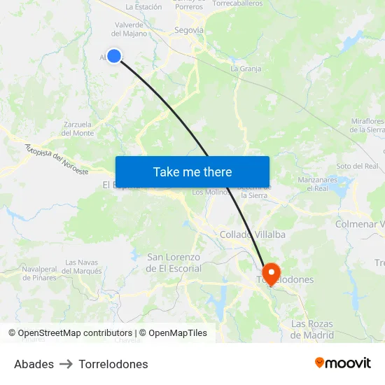 Abades to Torrelodones map