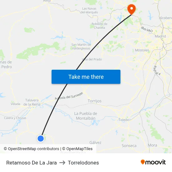 Retamoso De La Jara to Torrelodones map