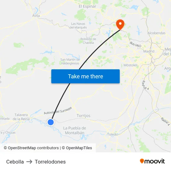 Cebolla to Torrelodones map