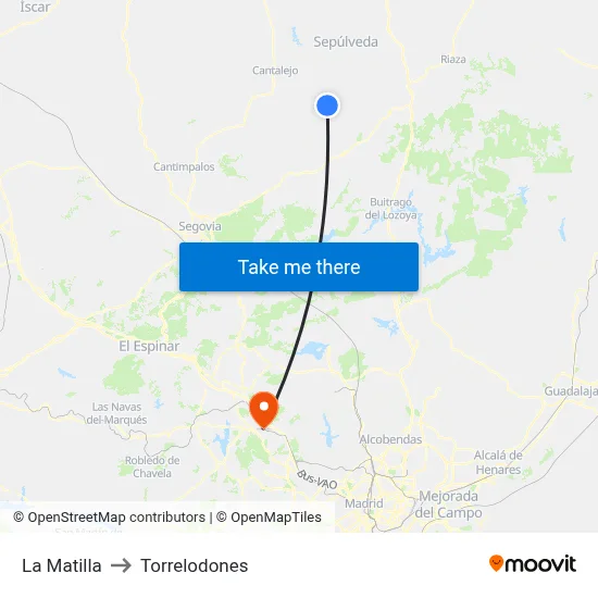 La Matilla to Torrelodones map