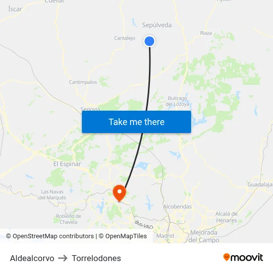 Aldealcorvo to Torrelodones map