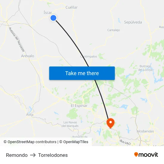 Remondo to Torrelodones map