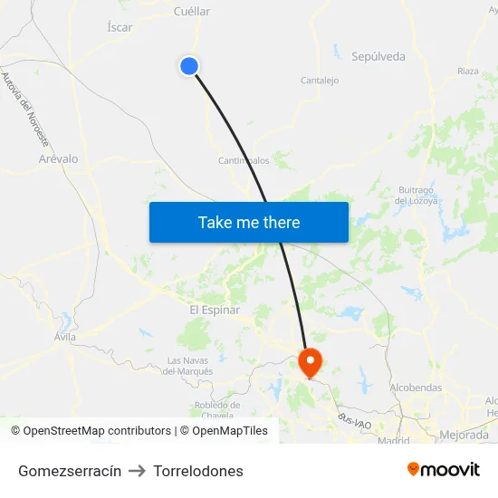 Gomezserracín to Torrelodones map