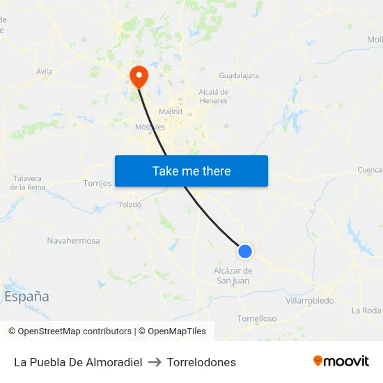 La Puebla De Almoradiel to Torrelodones map