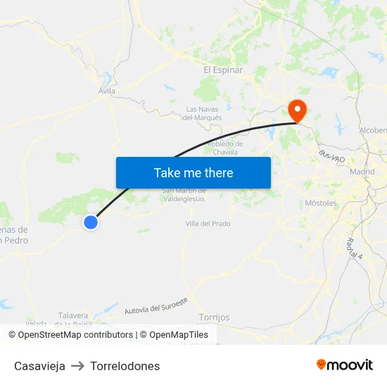 Casavieja to Torrelodones map