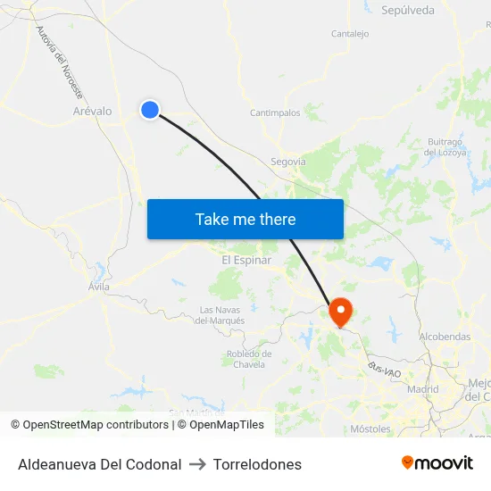 Aldeanueva Del Codonal to Torrelodones map