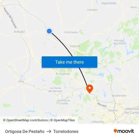 Ortigosa De Pestaño to Torrelodones map