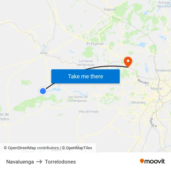 Navaluenga to Torrelodones map