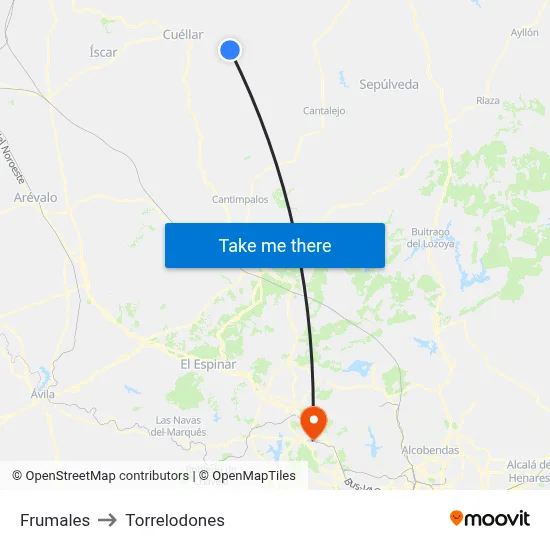 Frumales to Torrelodones map