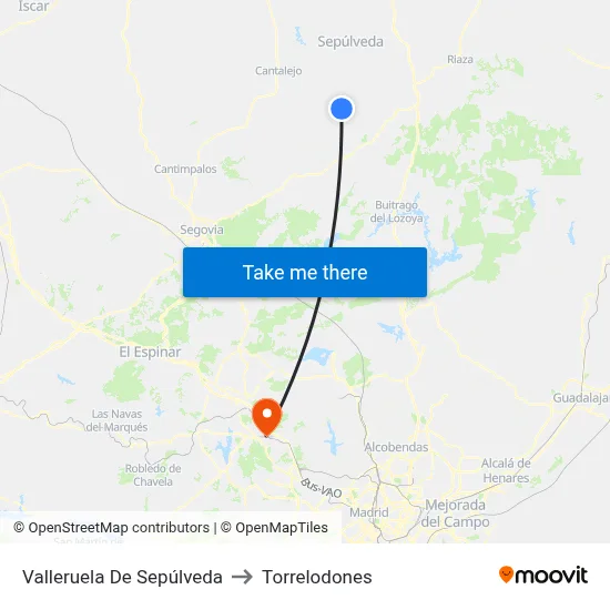 Valleruela De Sepúlveda to Torrelodones map