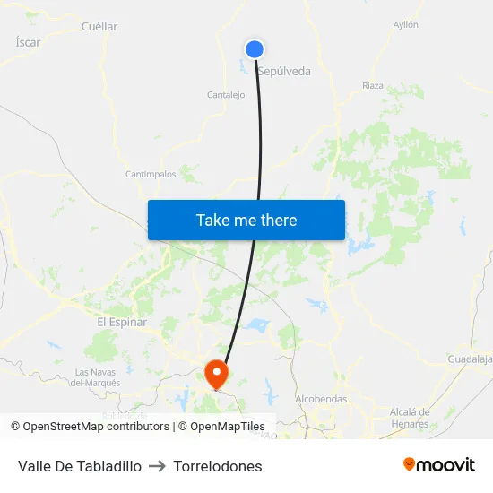 Valle De Tabladillo to Torrelodones map