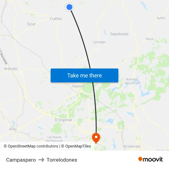 Campaspero to Torrelodones map