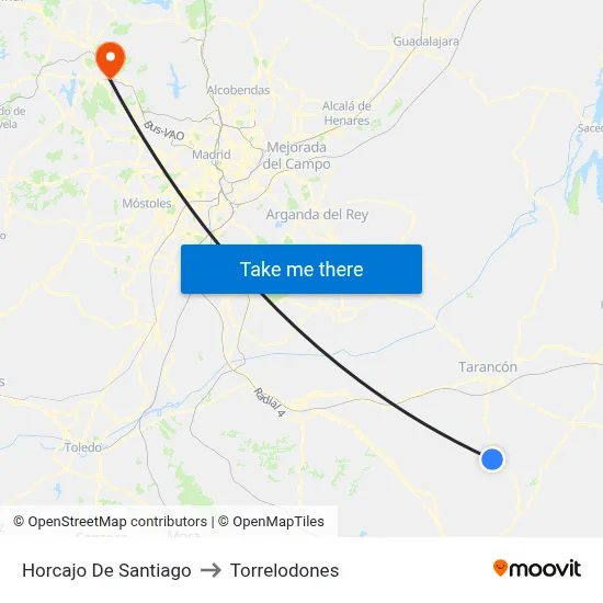Horcajo De Santiago to Torrelodones map