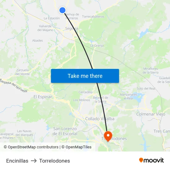 Encinillas to Torrelodones map