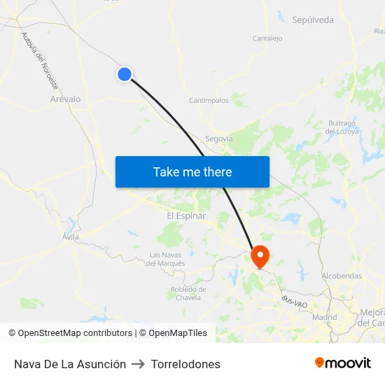 Nava De La Asunción to Torrelodones map