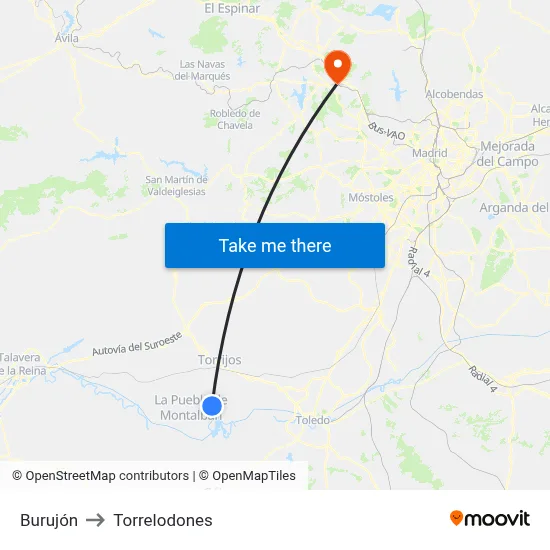 Burujón to Torrelodones map