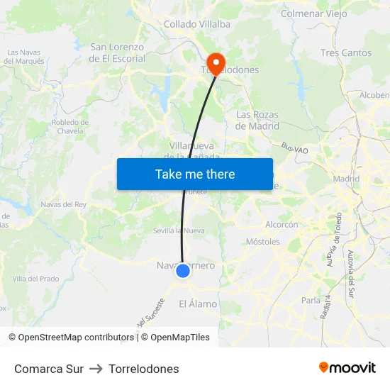 Comarca Sur to Torrelodones map