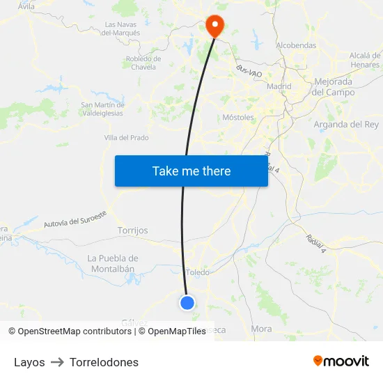 Layos to Torrelodones map