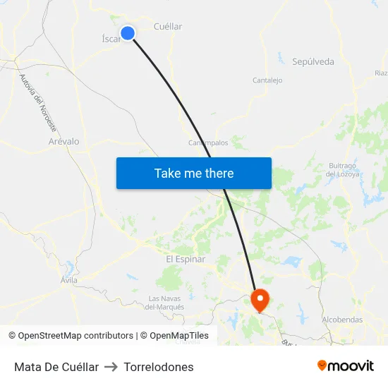 Mata De Cuéllar to Torrelodones map