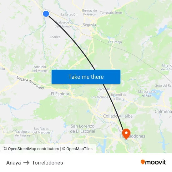 Anaya to Torrelodones map