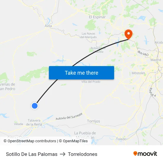 Sotillo De Las Palomas to Torrelodones map