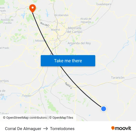 Corral De Almaguer to Torrelodones map