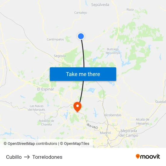Cubillo to Torrelodones map