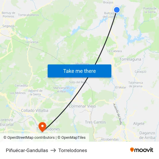 Piñuécar-Gandullas to Torrelodones map