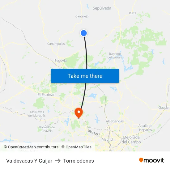 Valdevacas Y Guijar to Torrelodones map