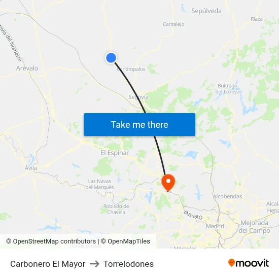 Carbonero El Mayor to Torrelodones map