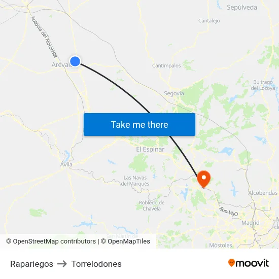 Rapariegos to Torrelodones map