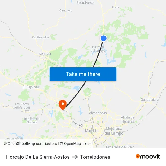 Horcajo De La Sierra-Aoslos to Torrelodones map