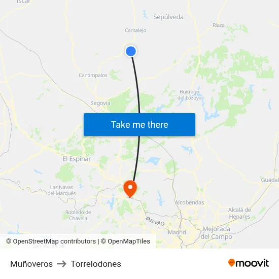 Muñoveros to Torrelodones map