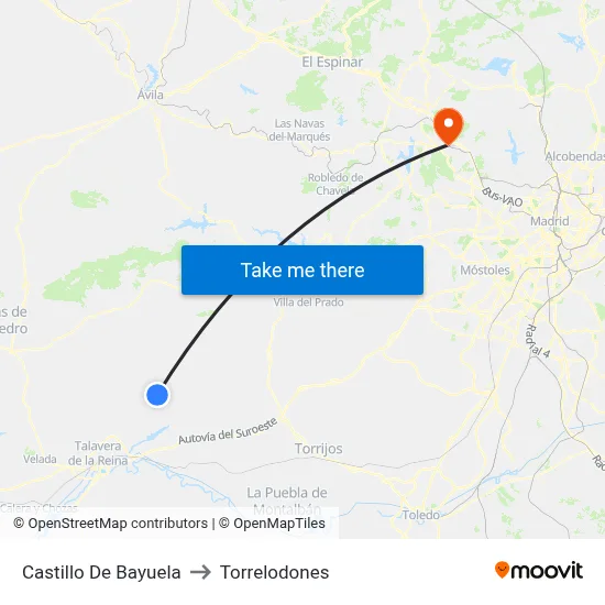 Castillo De Bayuela to Torrelodones map