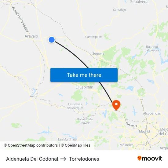 Aldehuela Del Codonal to Torrelodones map