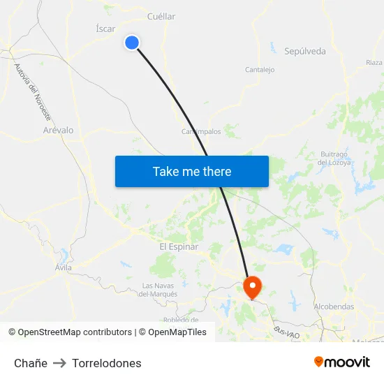 Chañe to Torrelodones map